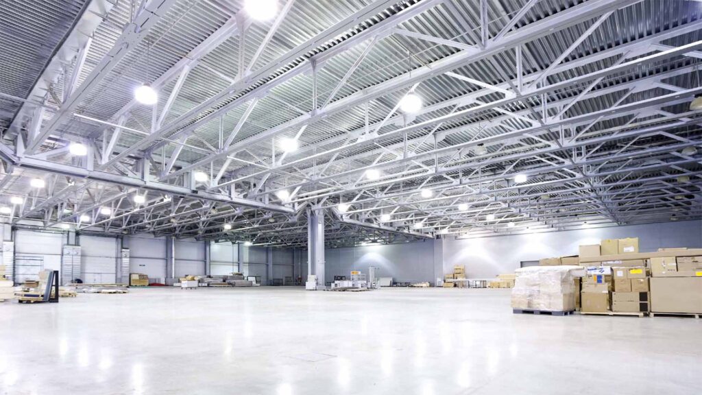 An empty industrial public warehouse space ready to load customer materials.
