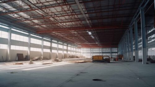 a large warehouse under construction