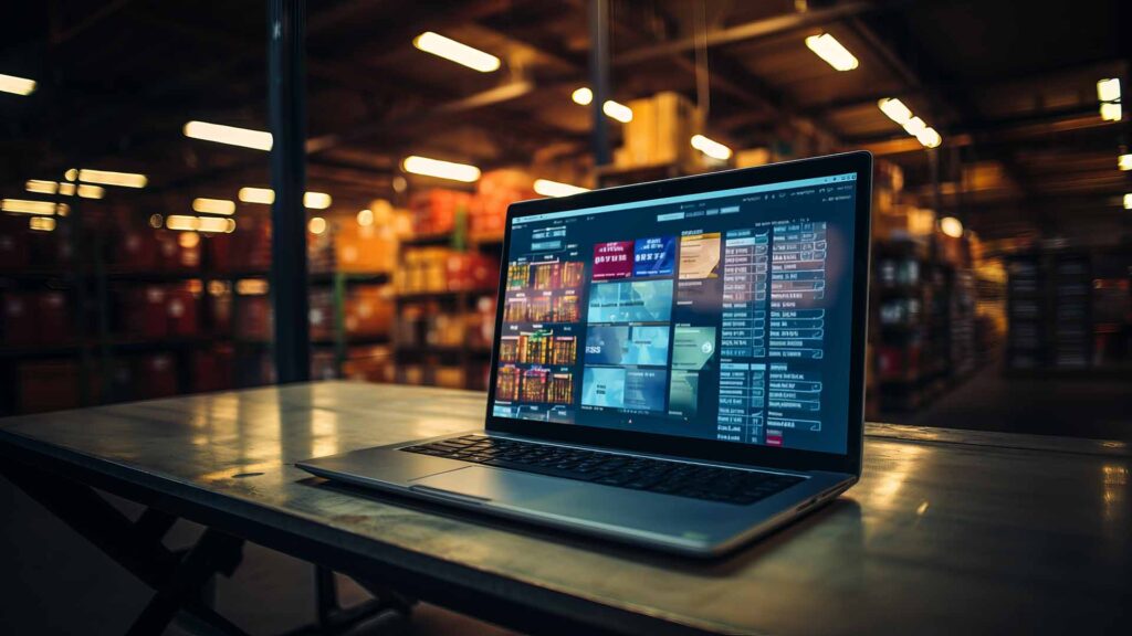 a laptop with an order management system for wareouhses