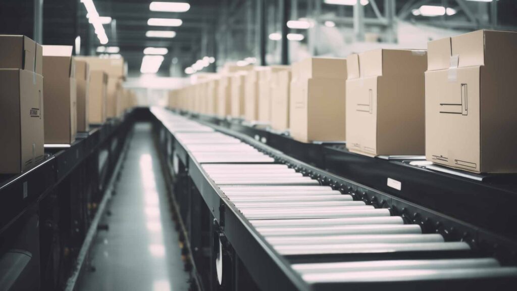 open boxes on a fulfillment conveyor line